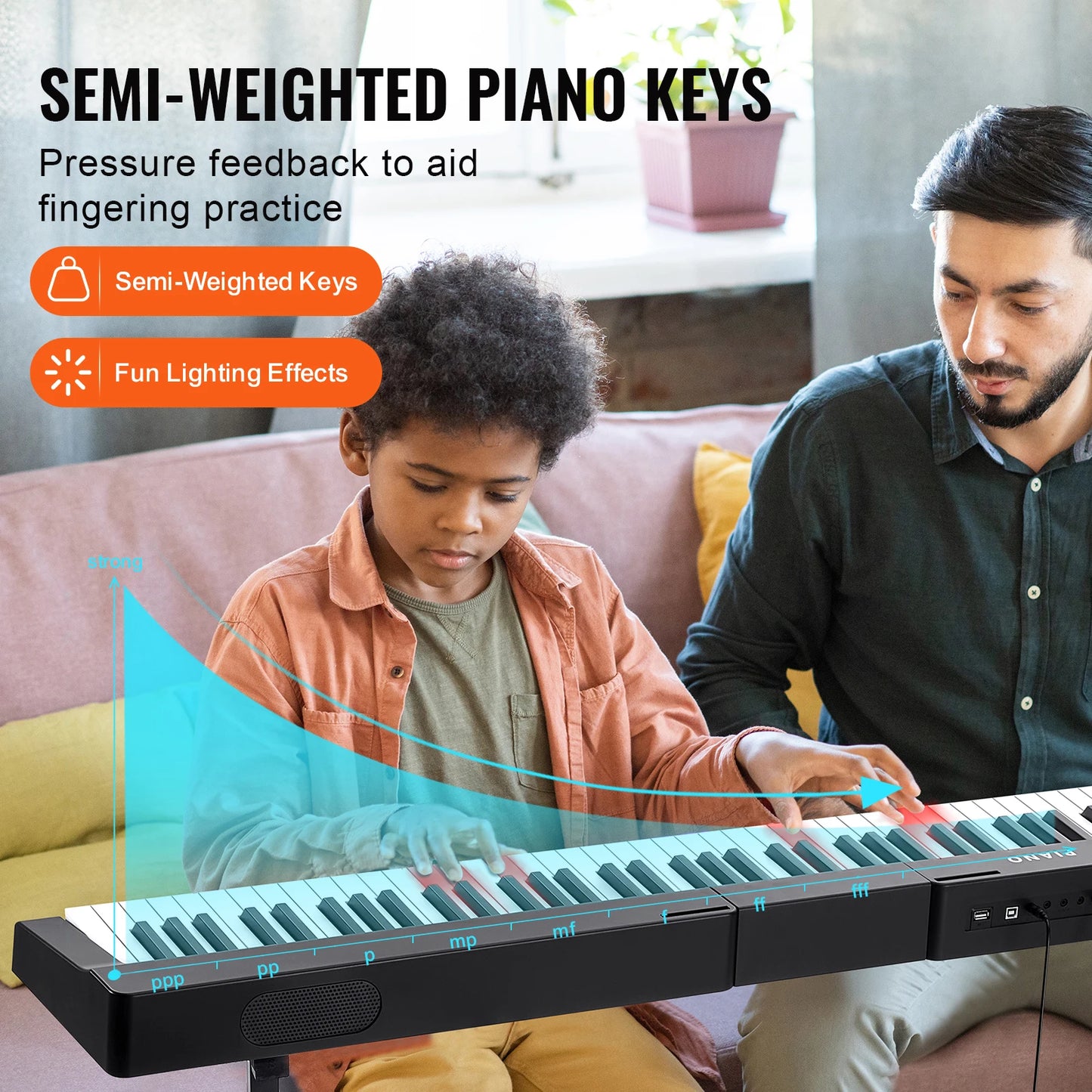 SucceBuy 88 Key Digital Piano Keyboard Semi Weighted