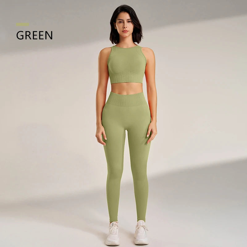 NAQIYAYABEI Yoga Set Women High Waisted Leggings Top