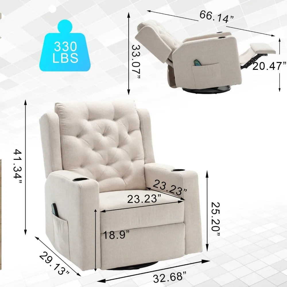 HUANZHUANG Heavy Duty Massage Swivel Rocker Recliner Chair