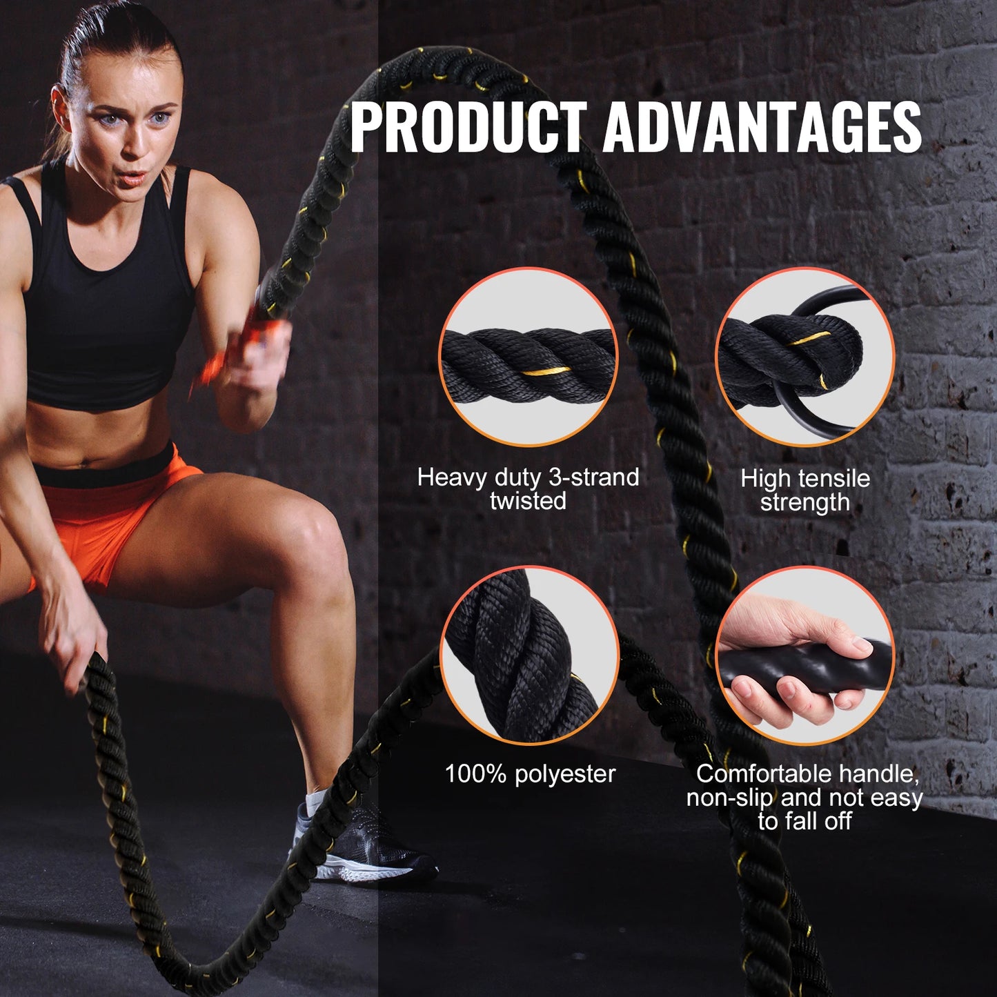 SucceBuy Battle Rope For Home Gym Core Strength Training