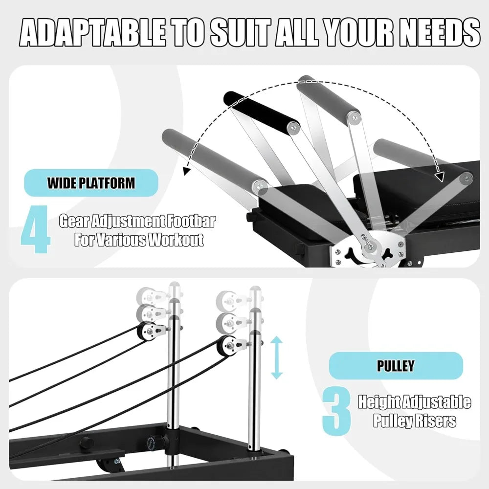 HUANZHUANG Pilates Reformer Foldable Home Workout Machine