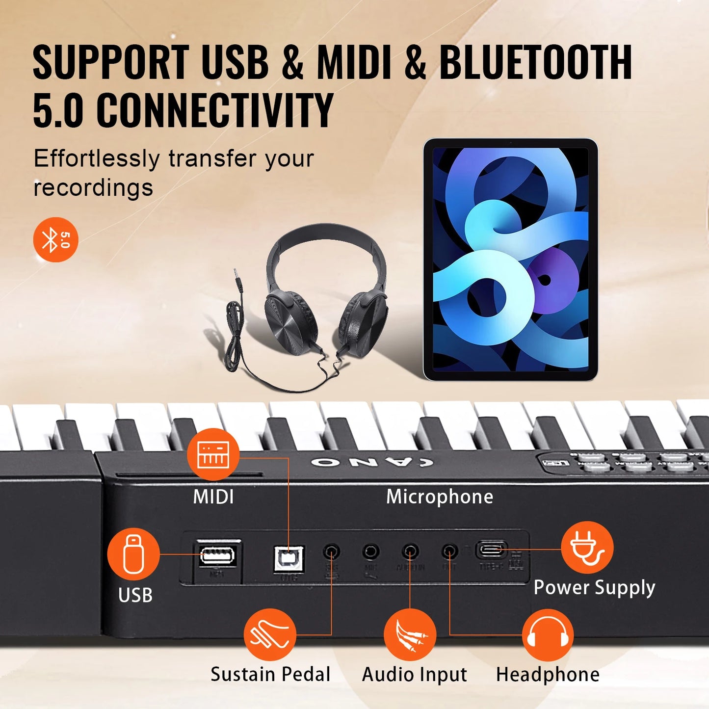 SucceBuy 88 Key Digital Piano Keyboard Semi Weighted
