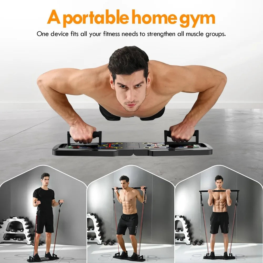 Hign-concerned Push Up Board Home Gym With Resistance Bands