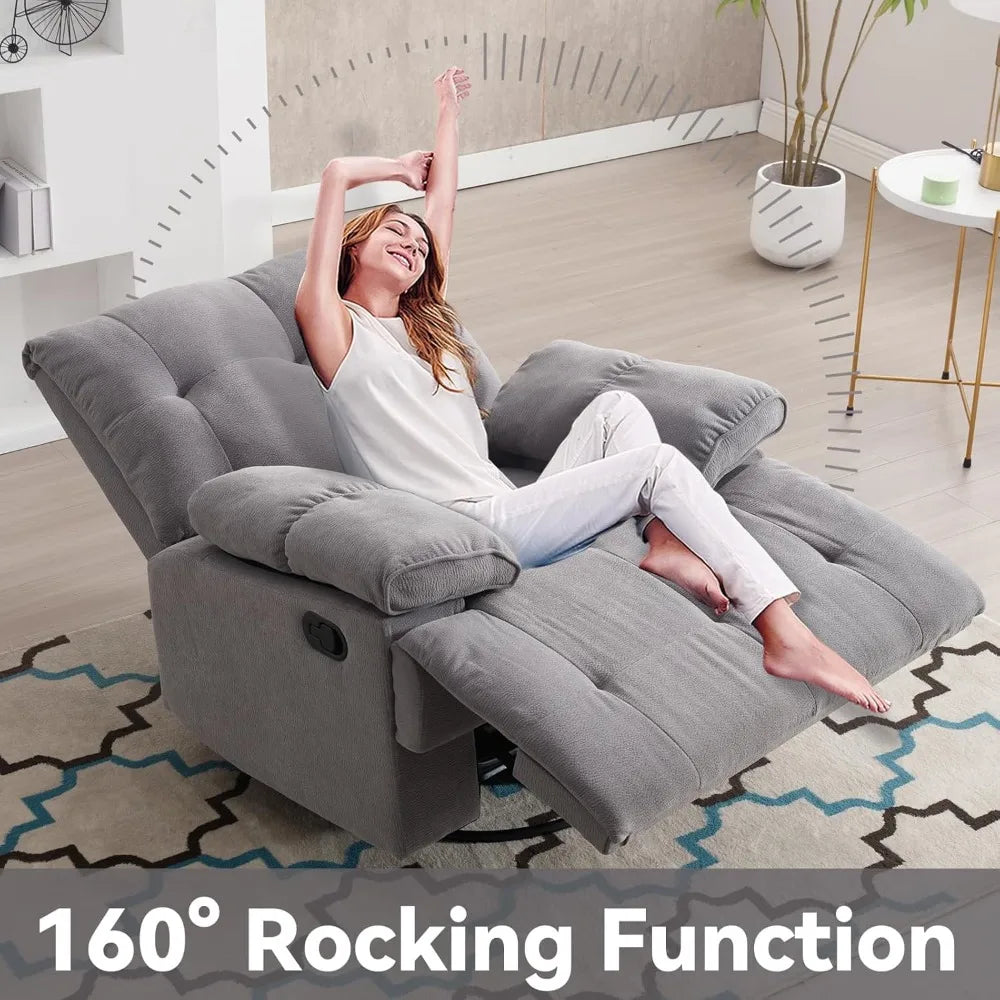 HUANZHUANG Glider 360 Degree Swivel Chair Velvet Upholstered