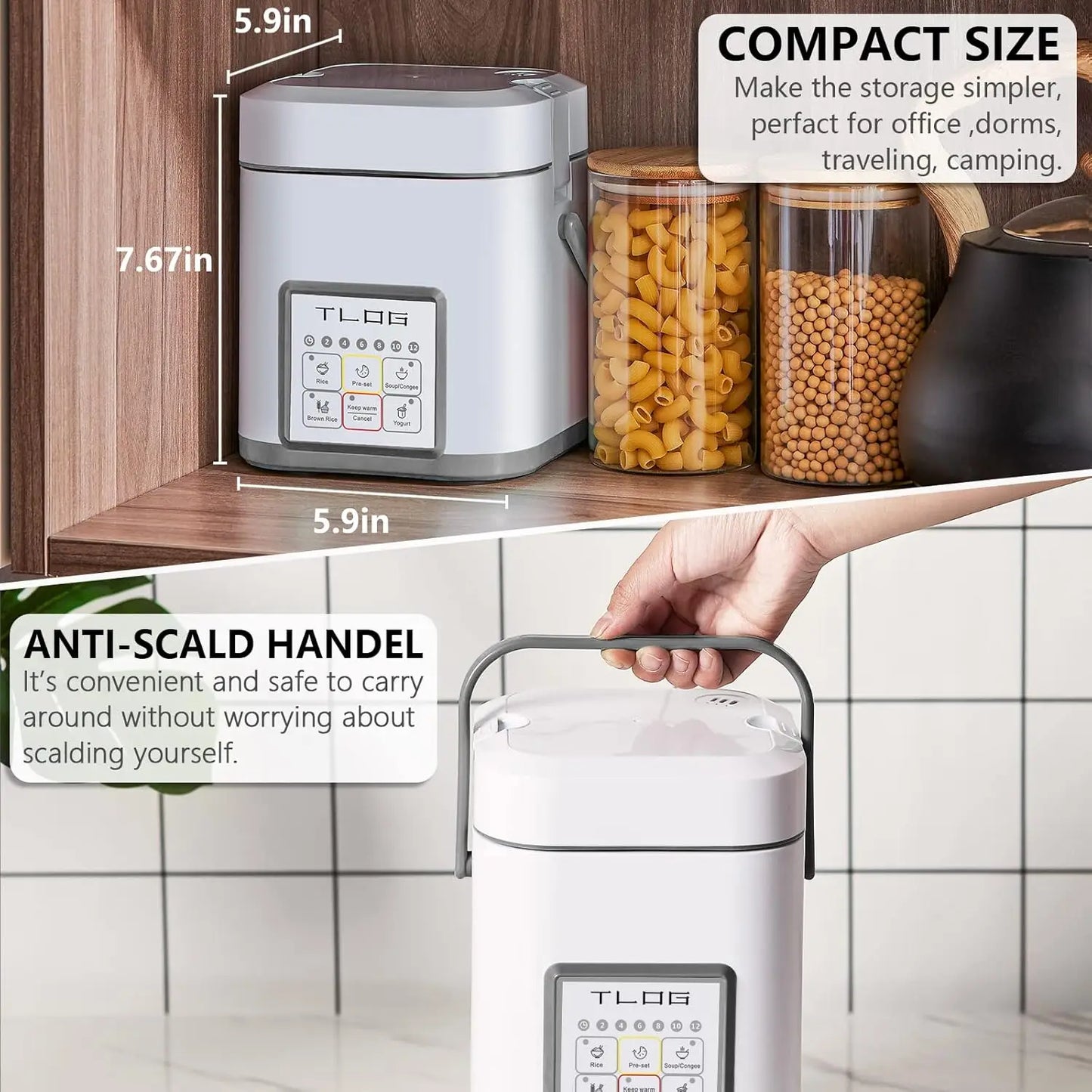 Iosn Mini Rice Cooker Portable Ceramic Coating Travel