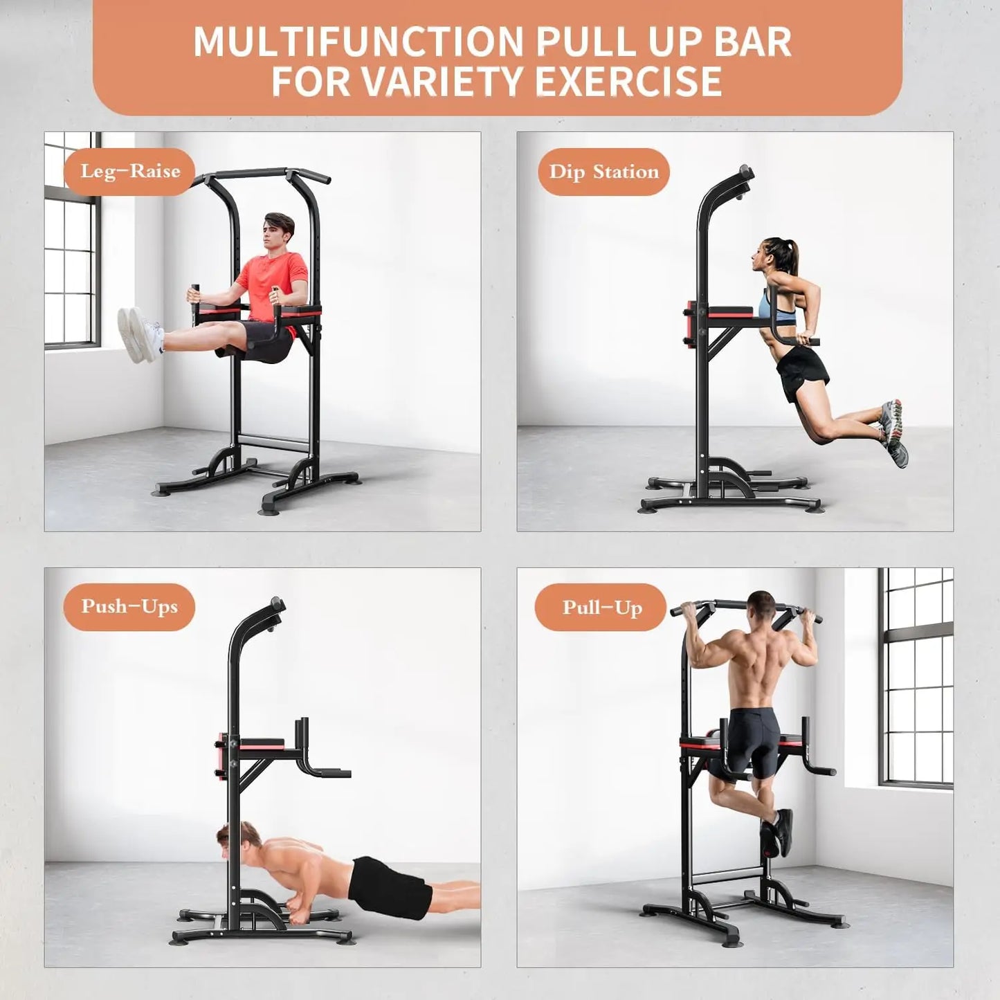 Exerciser Pull Up Bar Power Tower Dip Station Fitness
