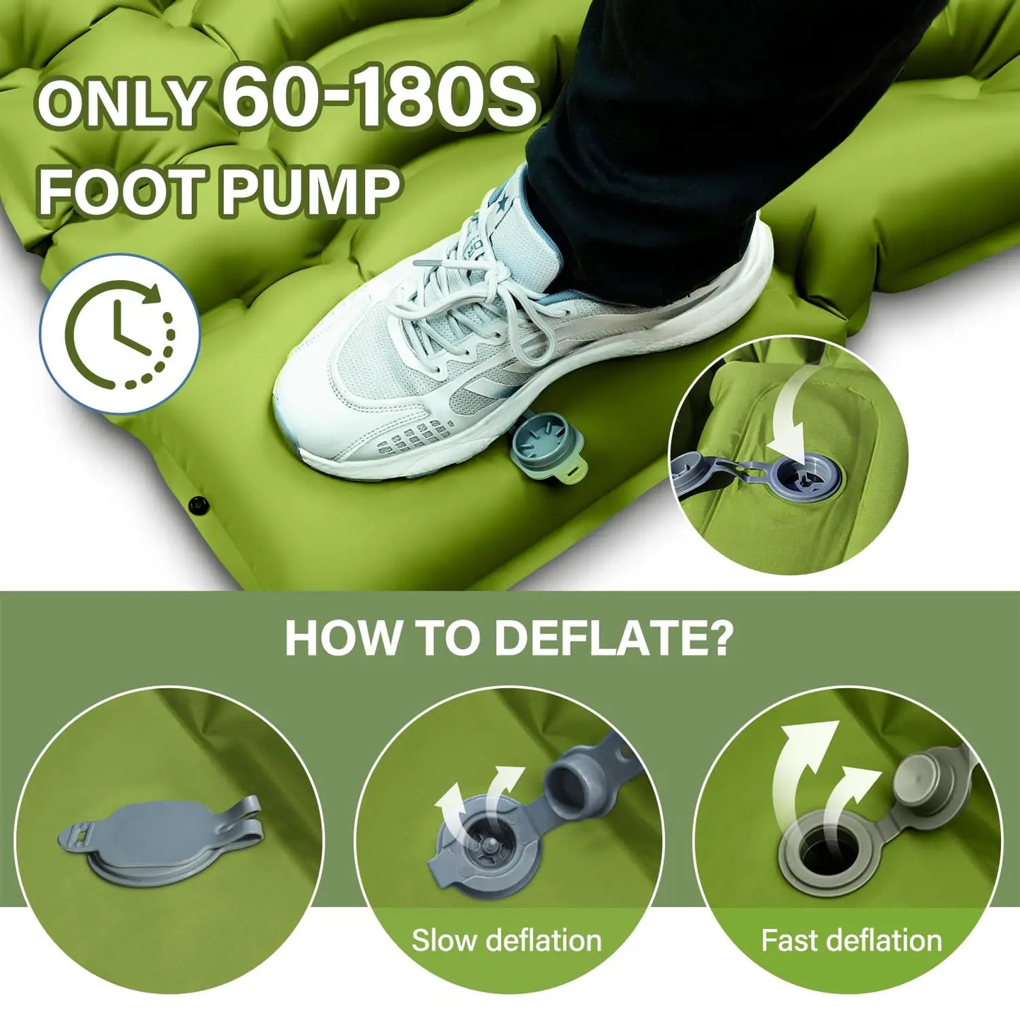 West Tune Double Sleeping Pad Built In Foot Pump Backpack