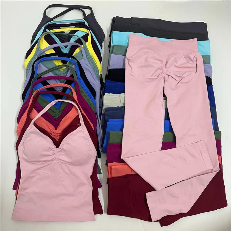CN Guangdong Women Seamless Yoga Set High Waist Leggings