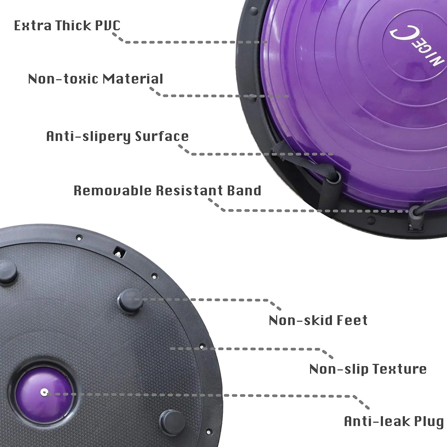 Balance Ball Half Ball Exercise Trainer With Band Kit