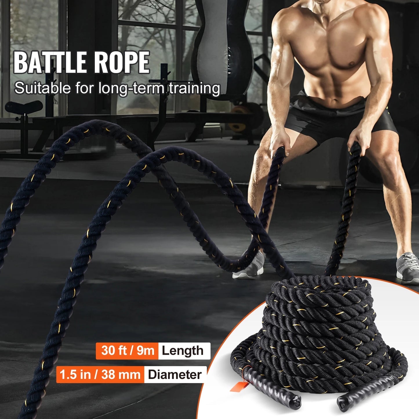 SucceBuy Battle Rope For Home Gym Core Strength Training
