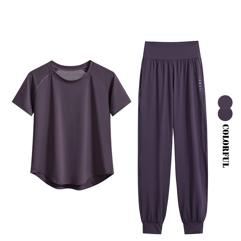 DRUR Yoga Set Women Two Piece Sport Top Pants Outfit