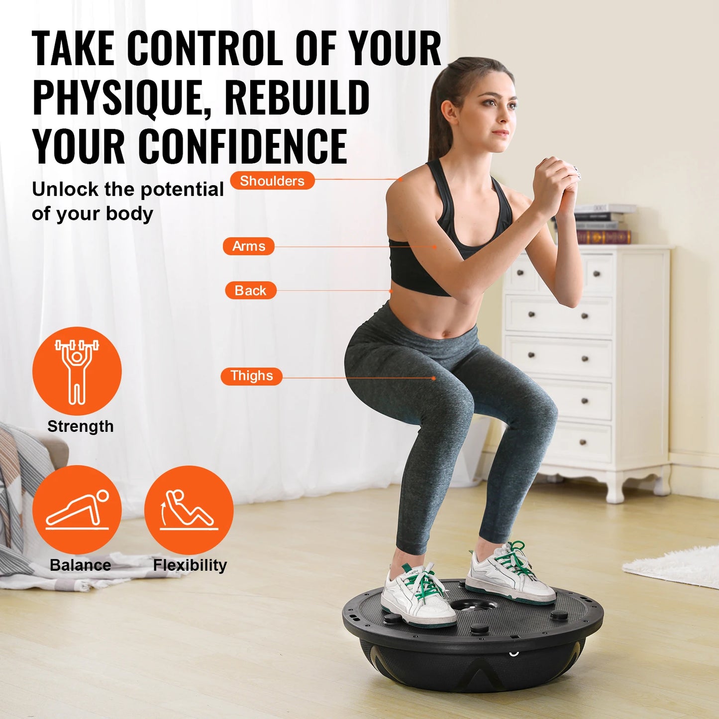 SucceBuy Balance Ball Trainer 660lbs Capacity For Home Gym
