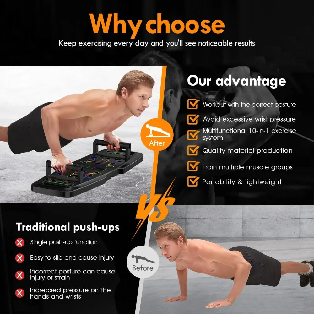Hign-concerned Push Up Board Home Gym With Resistance Bands