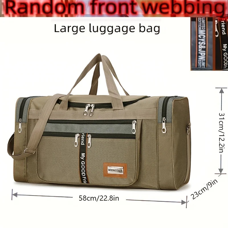 Large Capacity Multifunctional Nylon Luggage Bag Foldable Portable Travel Duffel for Men Business Trip Clothing Storage