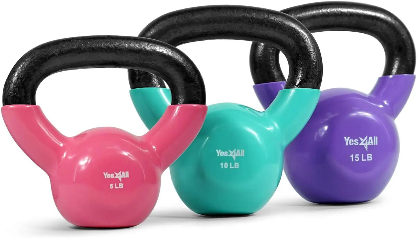 Vinyl Coated Kettlebell Set For Full Body Workout Training