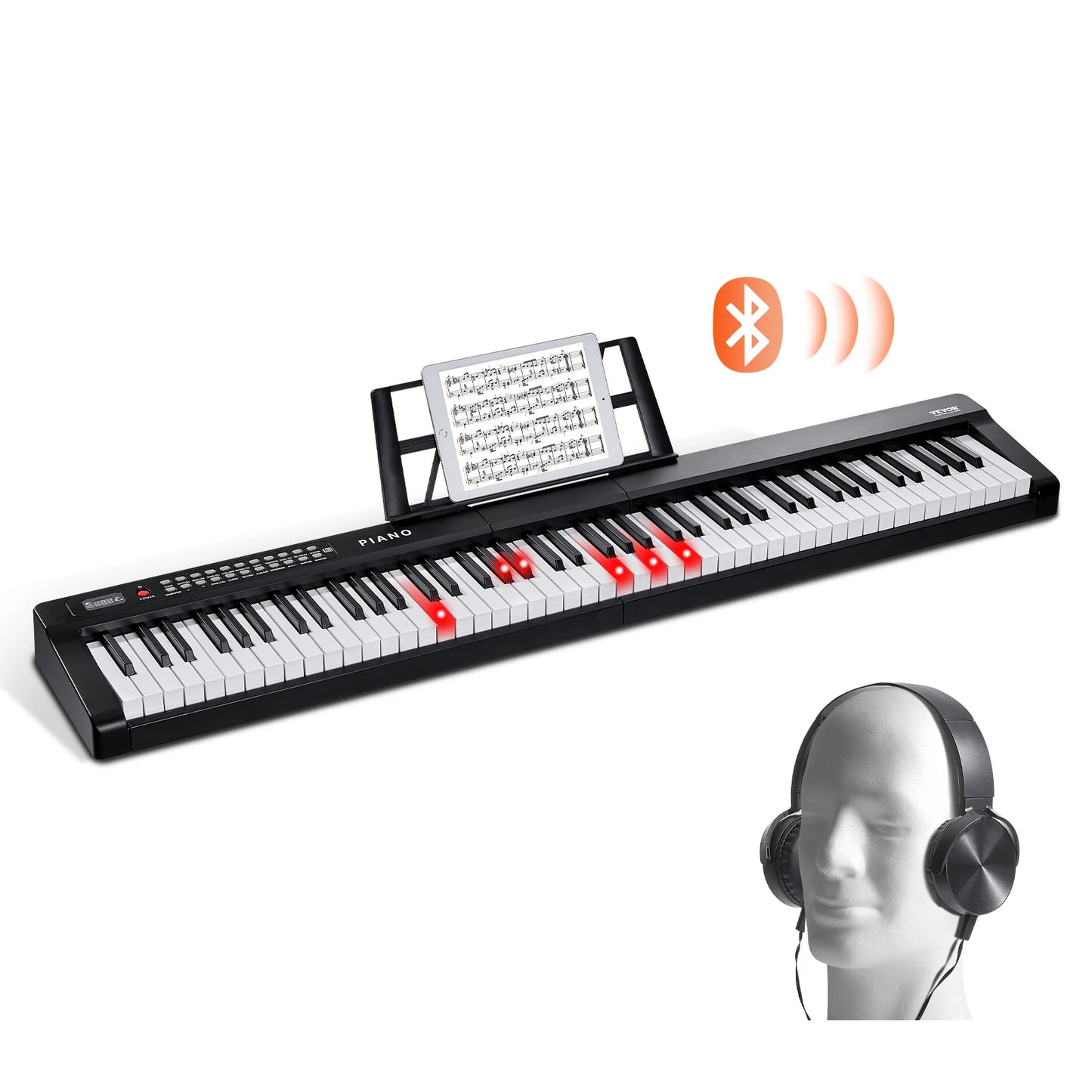 SucceBuy 88 Key Digital Piano Keyboard Semi Weighted