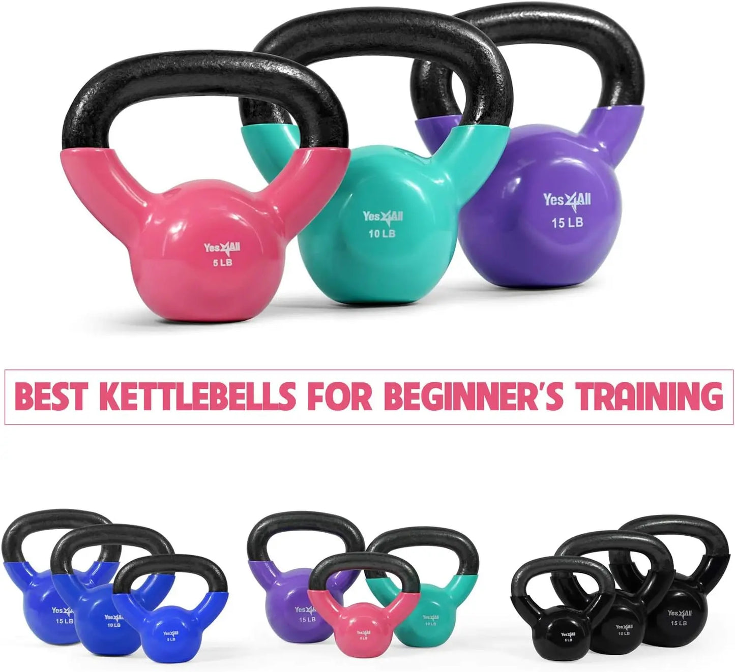 Vinyl Coated Kettlebell Set For Full Body Workout Training