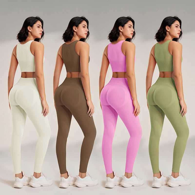 NAQIYAYABEI Yoga Set Women High Waisted Leggings Top