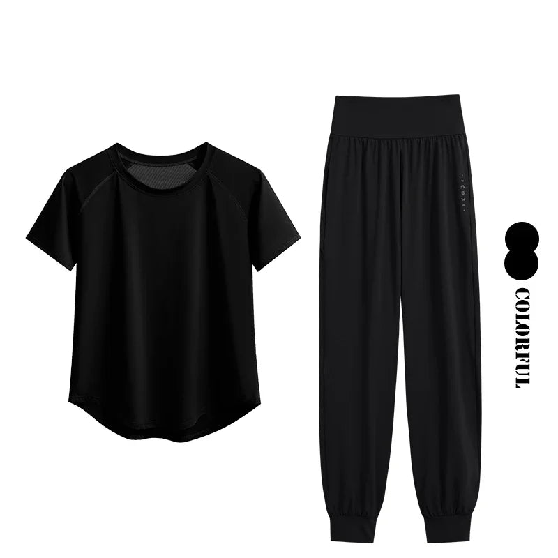 DRUR Yoga Set Women Two Piece Sport Top Pants Outfit