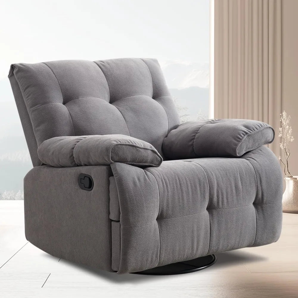 HUANZHUANG Glider 360 Degree Swivel Chair Velvet Upholstered