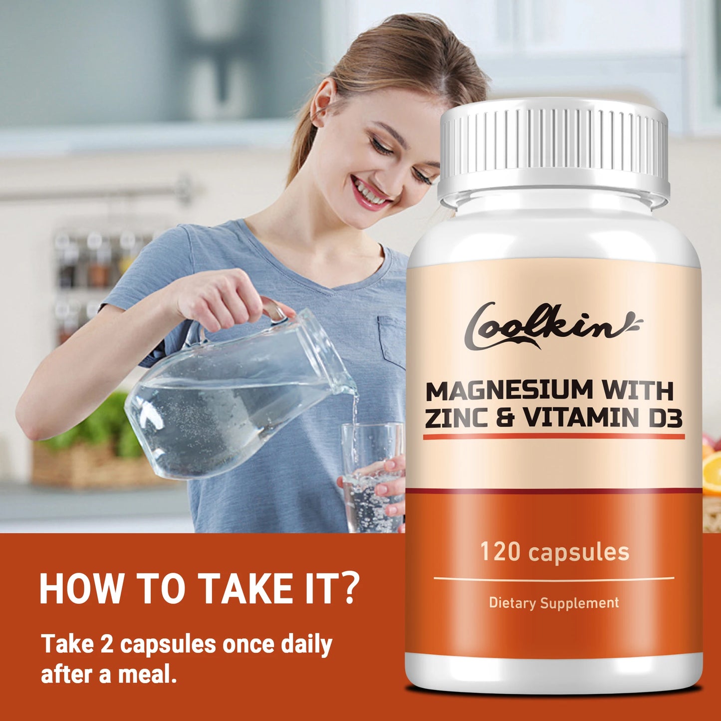 Coolkin Magnesium With Zinc And Vitamin D3 120 Capsules