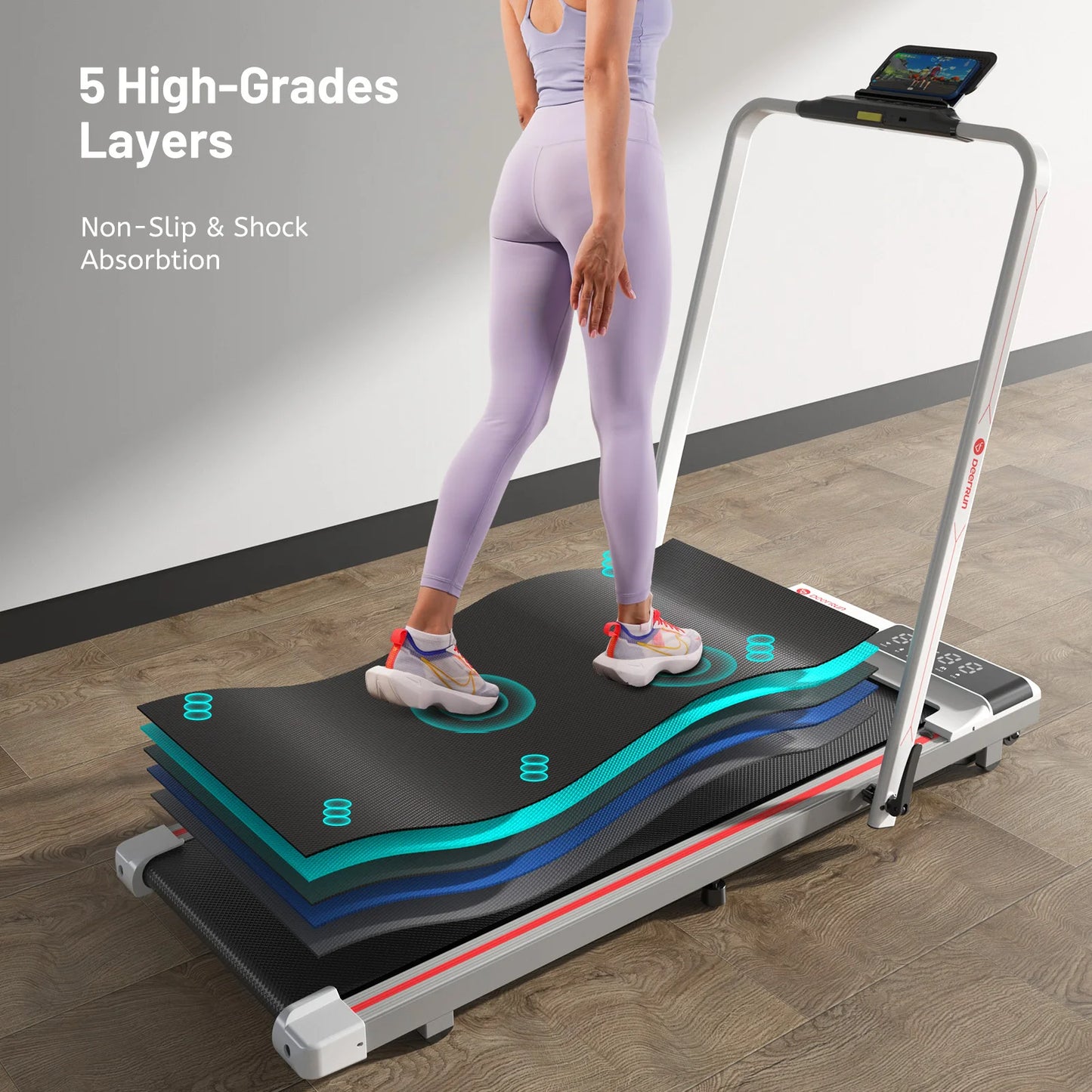 Driving Foldable Walking Treadmill With Remote App Control