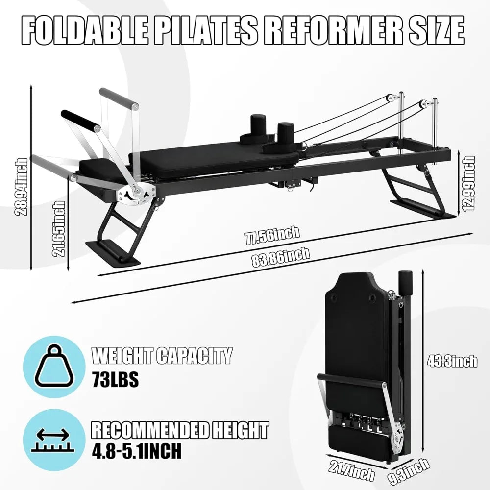 HUANZHUANG Pilates Reformer Foldable Home Workout Machine