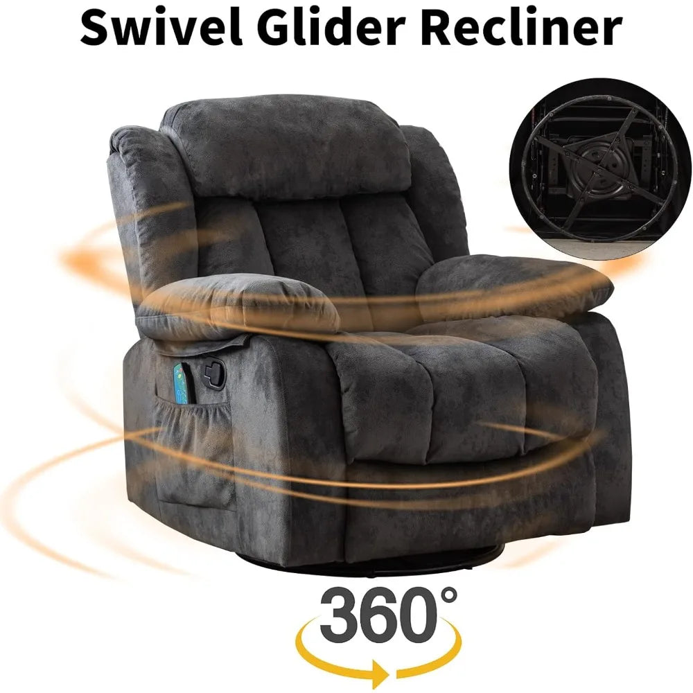 HUANZHUANG Massage Swivel Rocker Recliner Chair With Heat