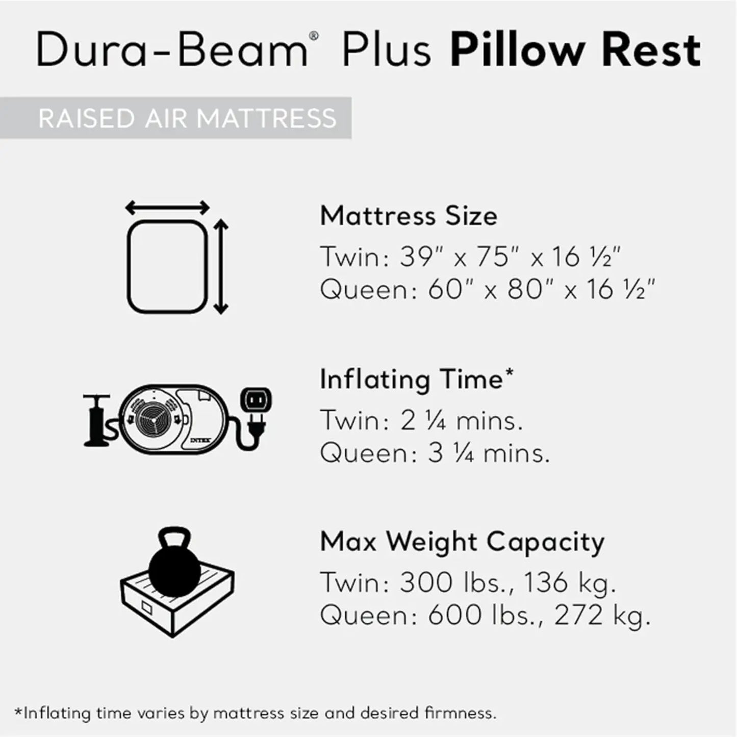 XMSJ Raised Airbed With Built In Pump Dura Beam Pillow