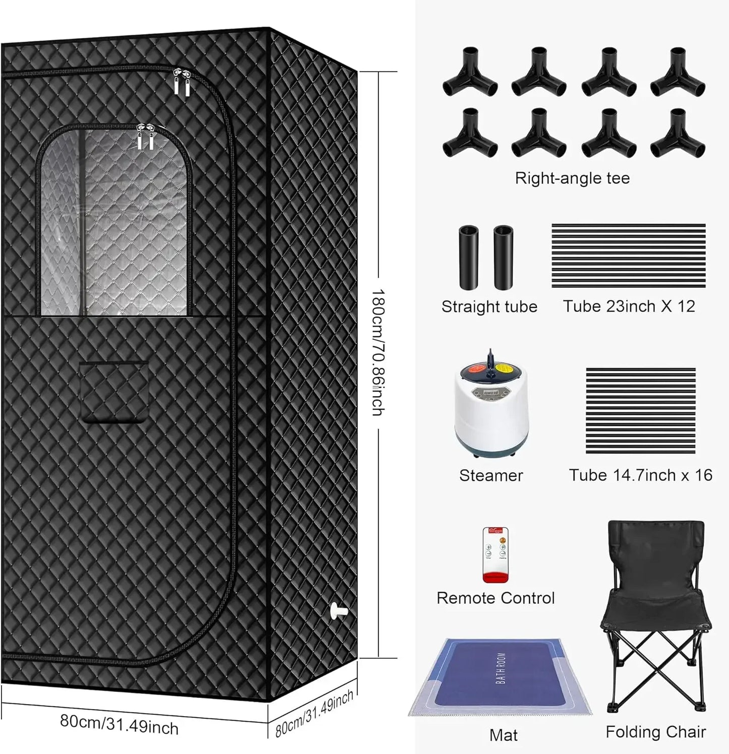 XMSJ Portable Steam Sauna Box For Home Spa Remote Control