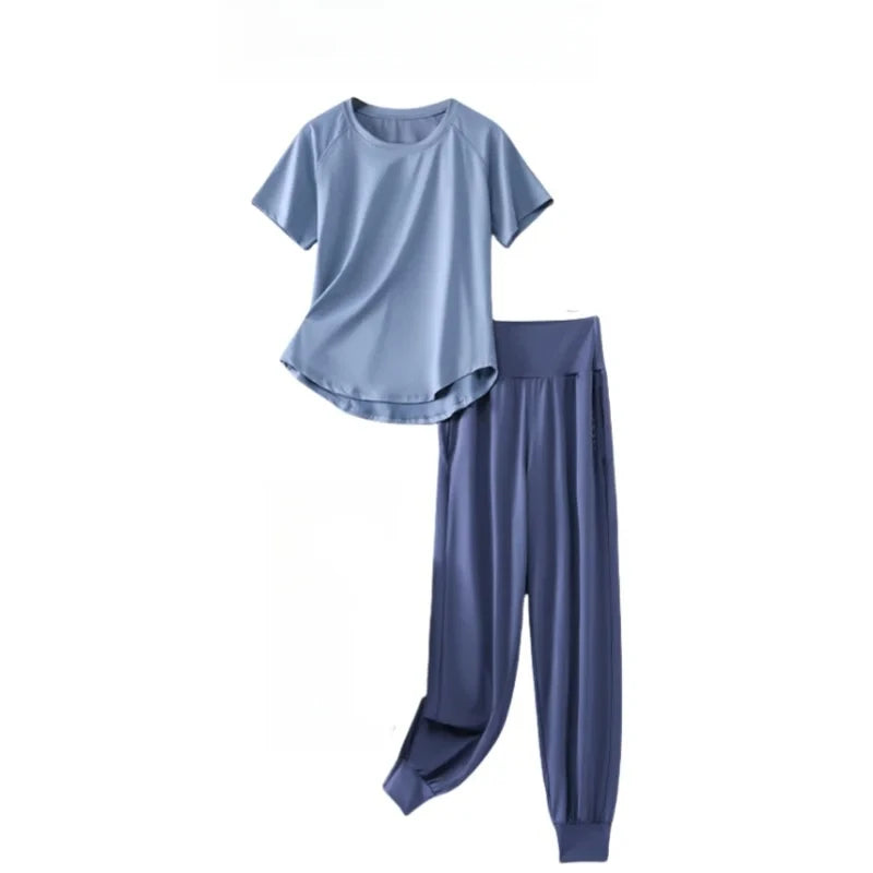 DRUR Yoga Set Women Two Piece Sport Top Pants Outfit