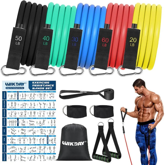 WIKDAY Resistance Bands Set With Handles 200lb Door Anchor