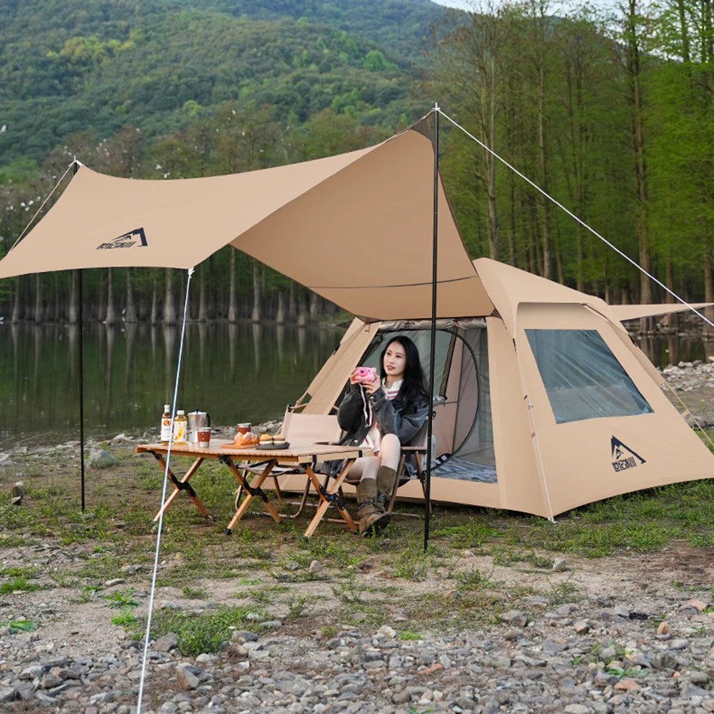 Building Auto Pop Up Tent TwoInOne Canopy Camping Gear
