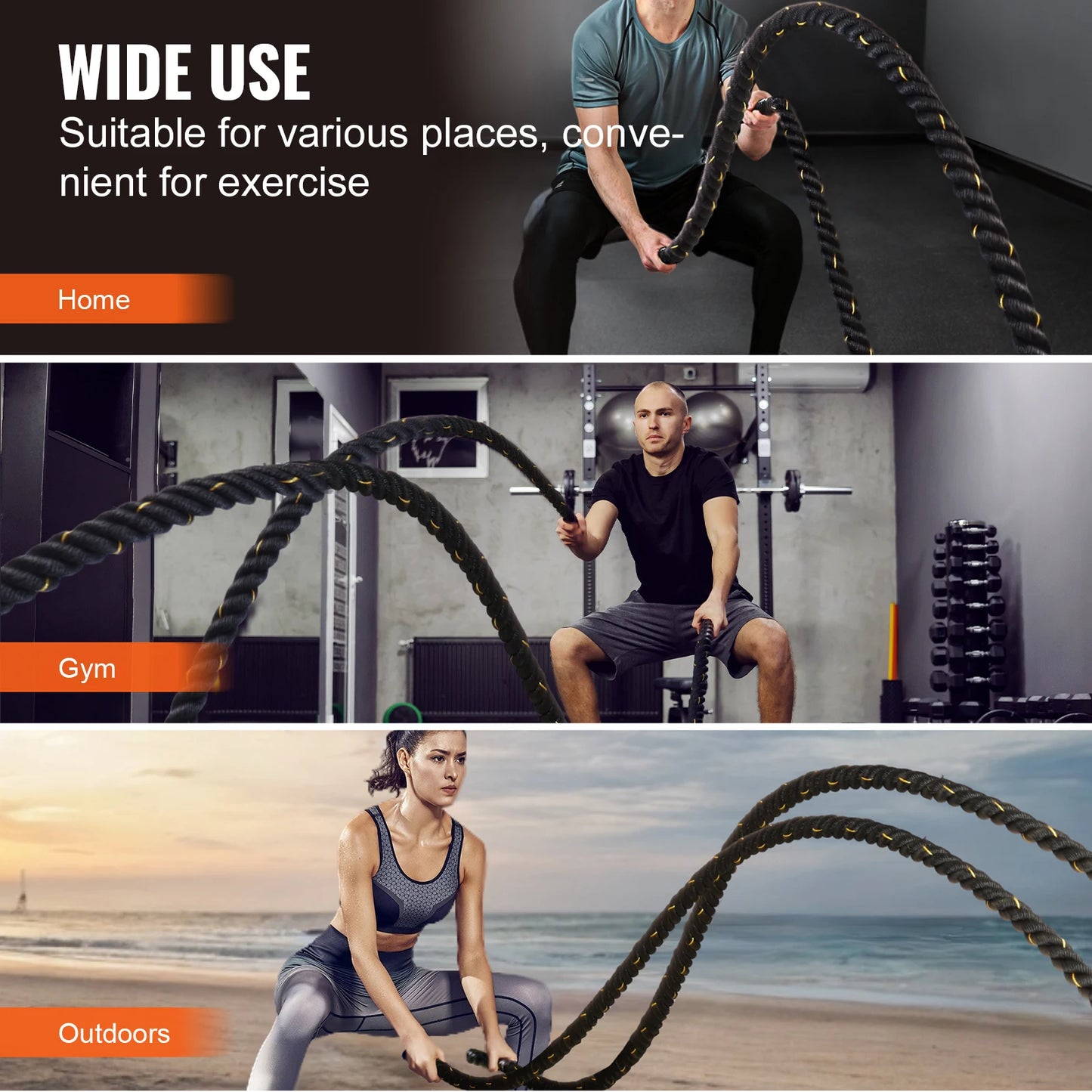 SucceBuy Battle Rope For Home Gym Core Strength Training