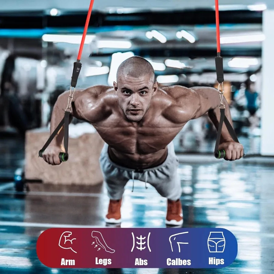 WIKDAY Resistance Bands Set With Handles 200lb Door Anchor