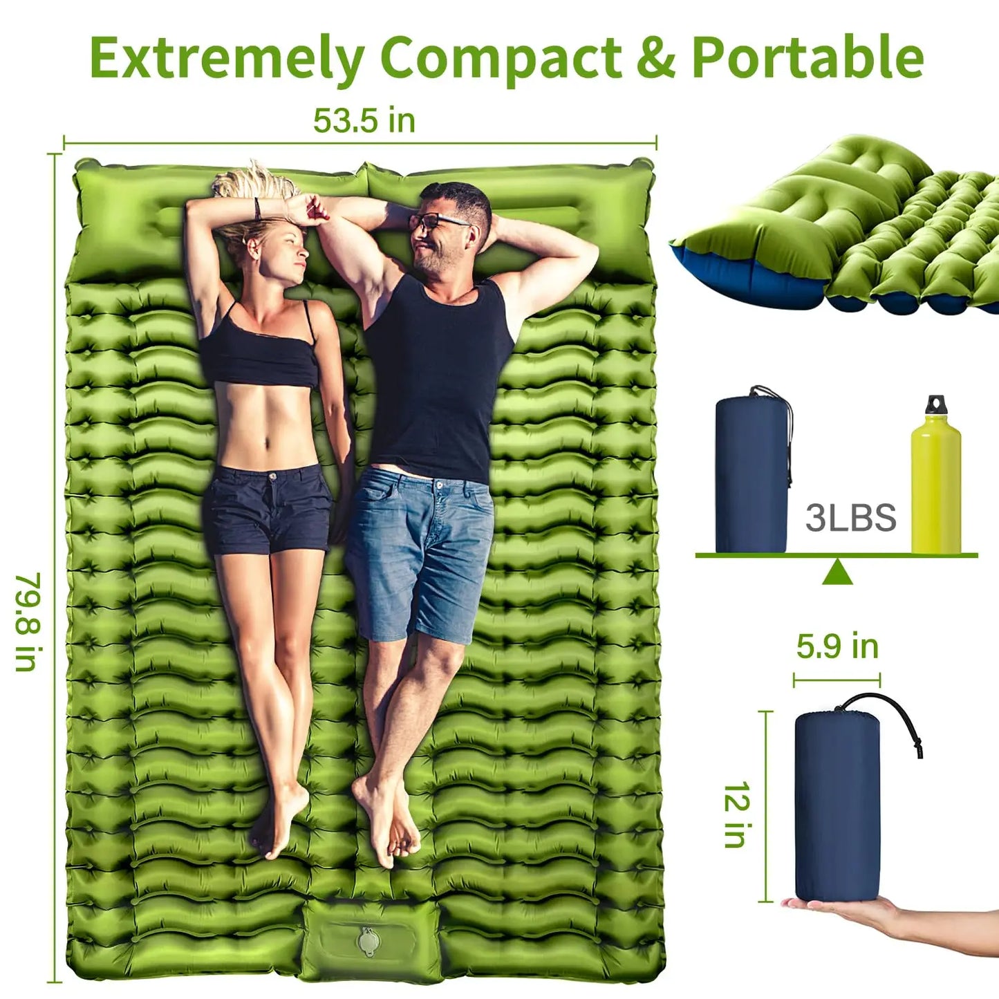 West Tune Double Sleeping Pad Built In Foot Pump Backpack
