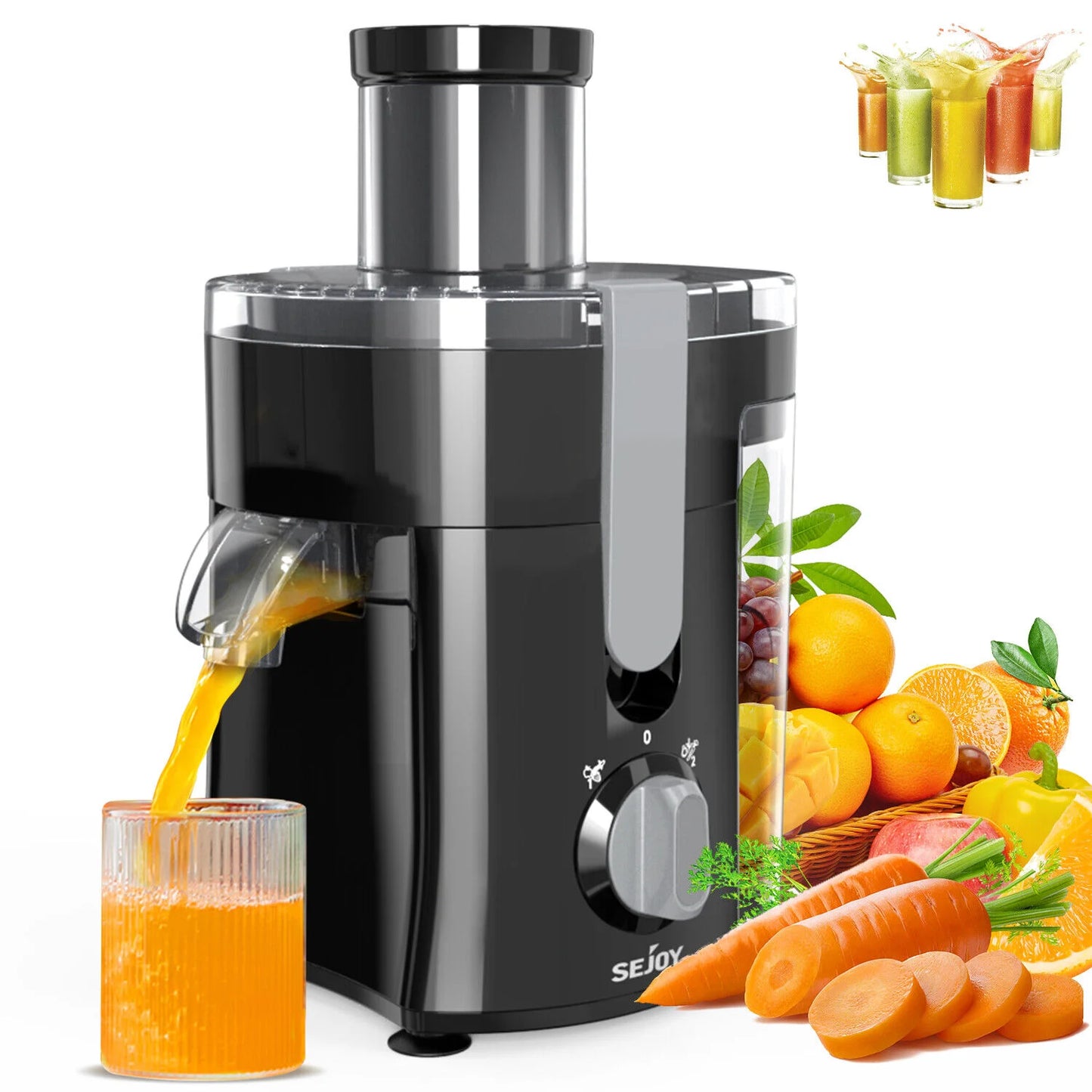 SEJOY Juicer Extractor With Two Speeds Large Mouth BPA Free