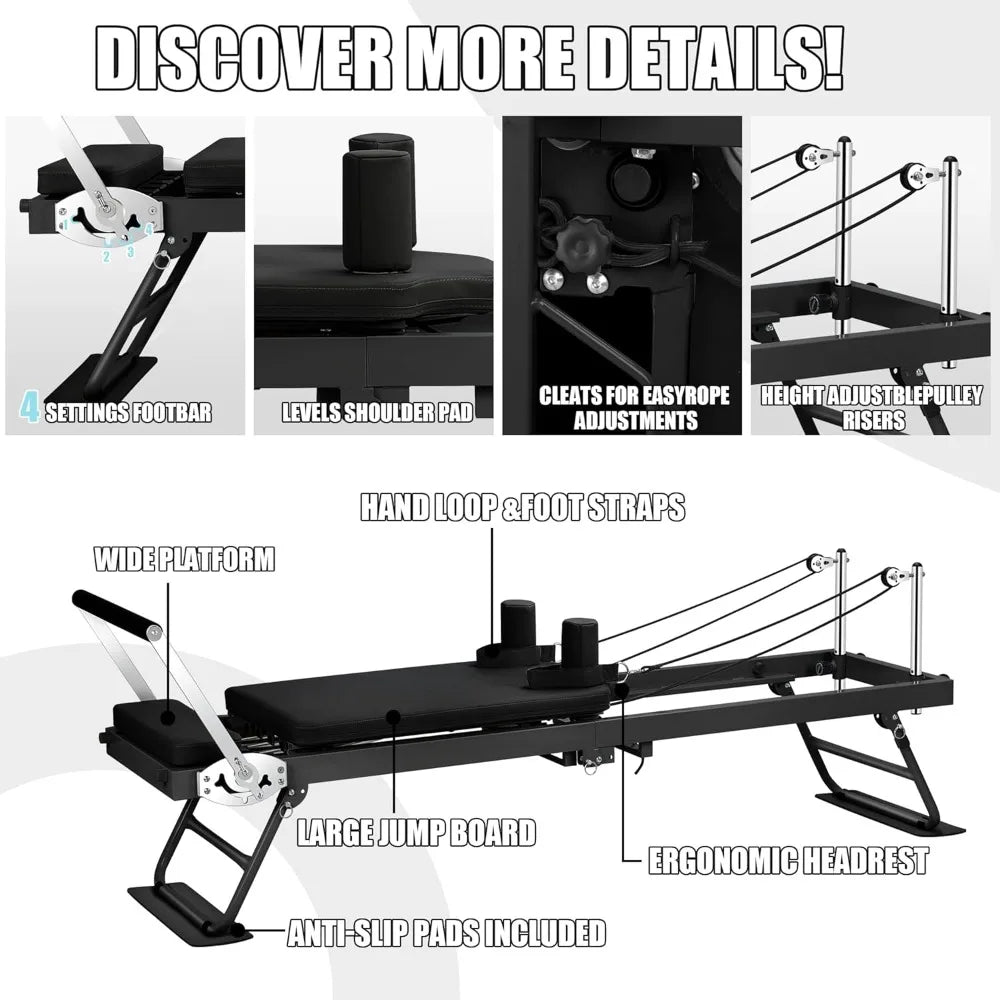 HUANZHUANG Pilates Reformer Foldable Home Workout Machine