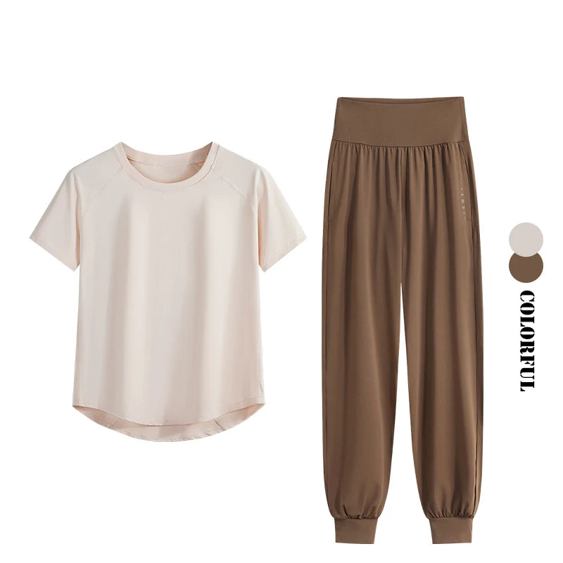 DRUR Yoga Set Women Two Piece Sport Top Pants Outfit