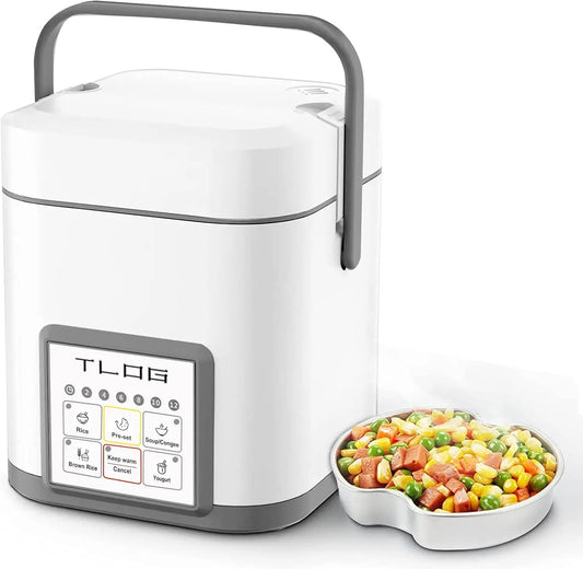 Iosn Mini Rice Cooker 1.2L Ceramic Coating Portable For 1-3