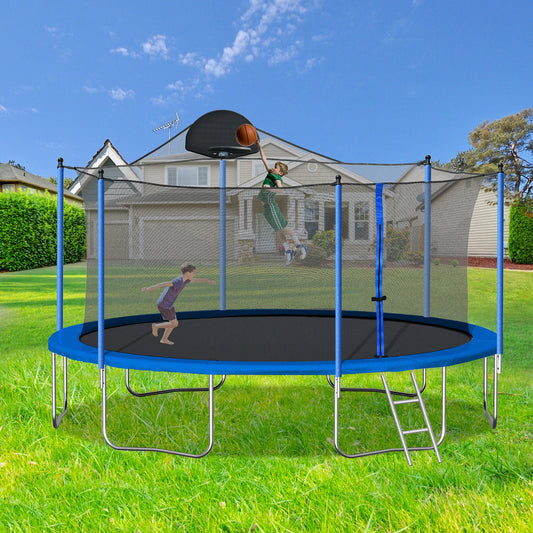HiMISS Outdoor Trampoline With Backboard And Enclosure Net