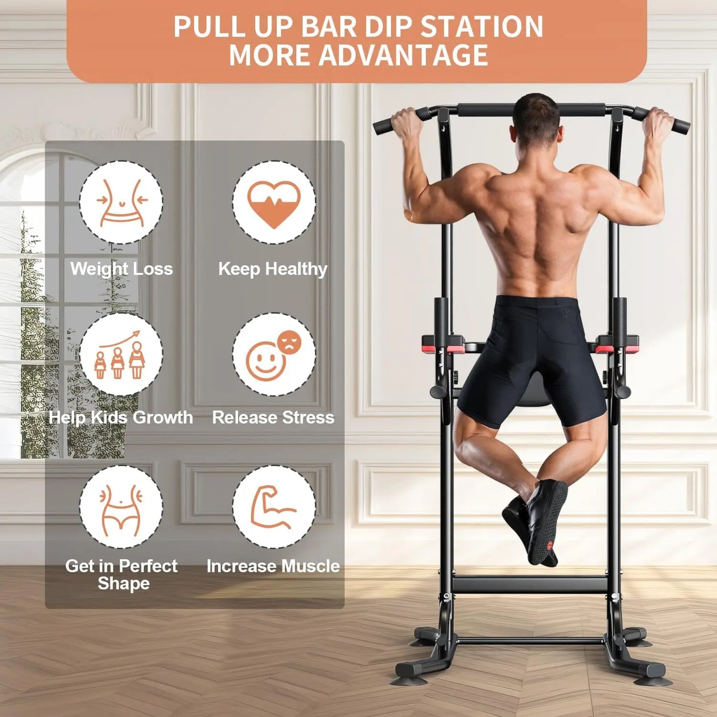 Exerciser Pull Up Bar Power Tower Dip Station Fitness