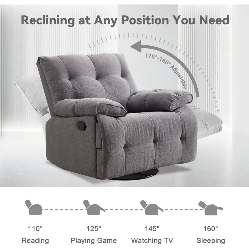HUANZHUANG Glider 360 Degree Swivel Chair Velvet Upholstered