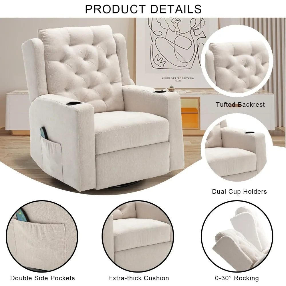 HUANZHUANG Heavy Duty Massage Swivel Rocker Recliner Chair