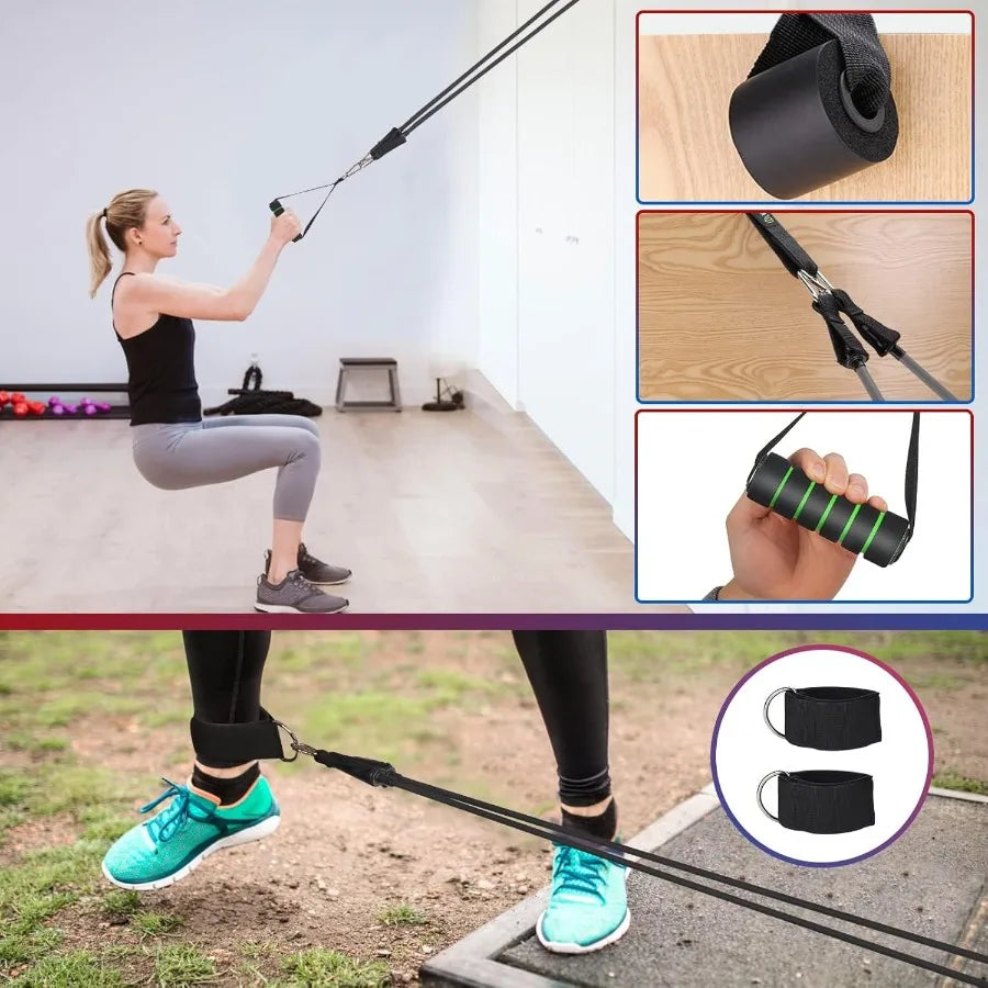 WIKDAY Resistance Bands Set With Handles 200lb Door Anchor