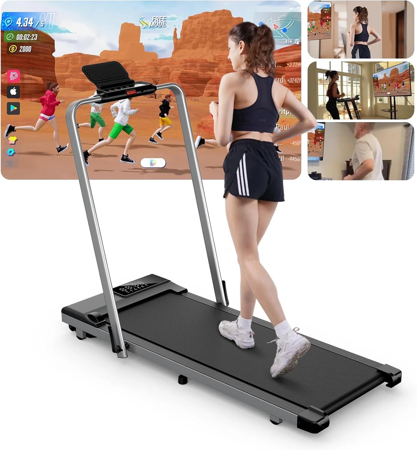 Driving Foldable Walking Treadmill With Remote App Control