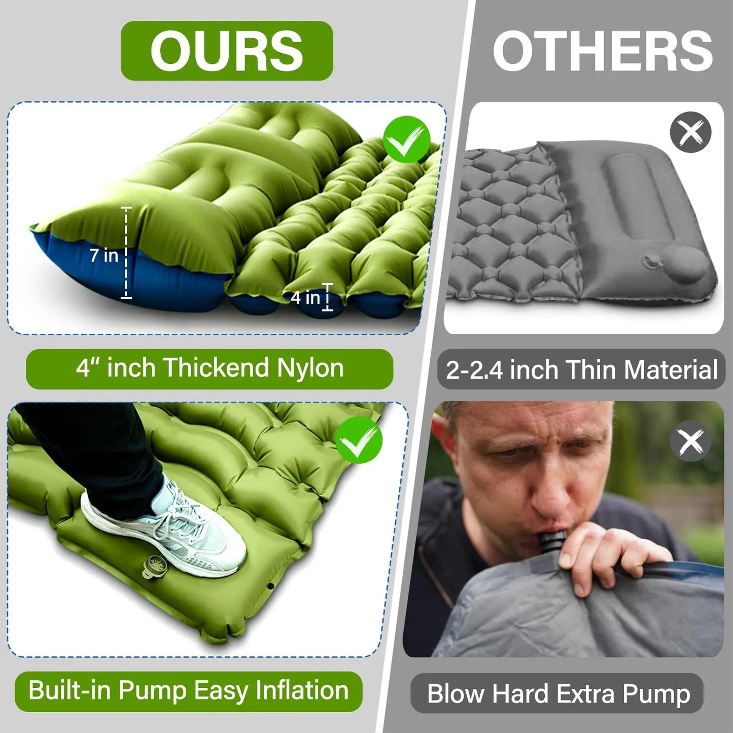 West Tune Double Sleeping Pad Built In Foot Pump Backpack