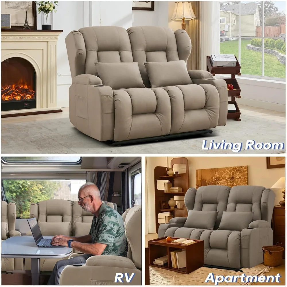 CN Sichuan Reclining RV Sofa Litchi Leather Home Theater