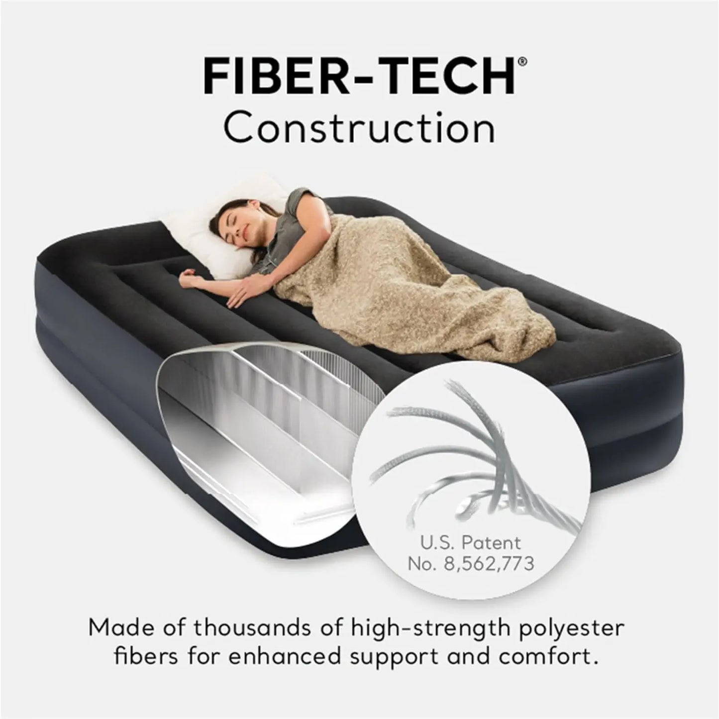 XMSJ Raised Airbed With Built In Pump Dura Beam Pillow
