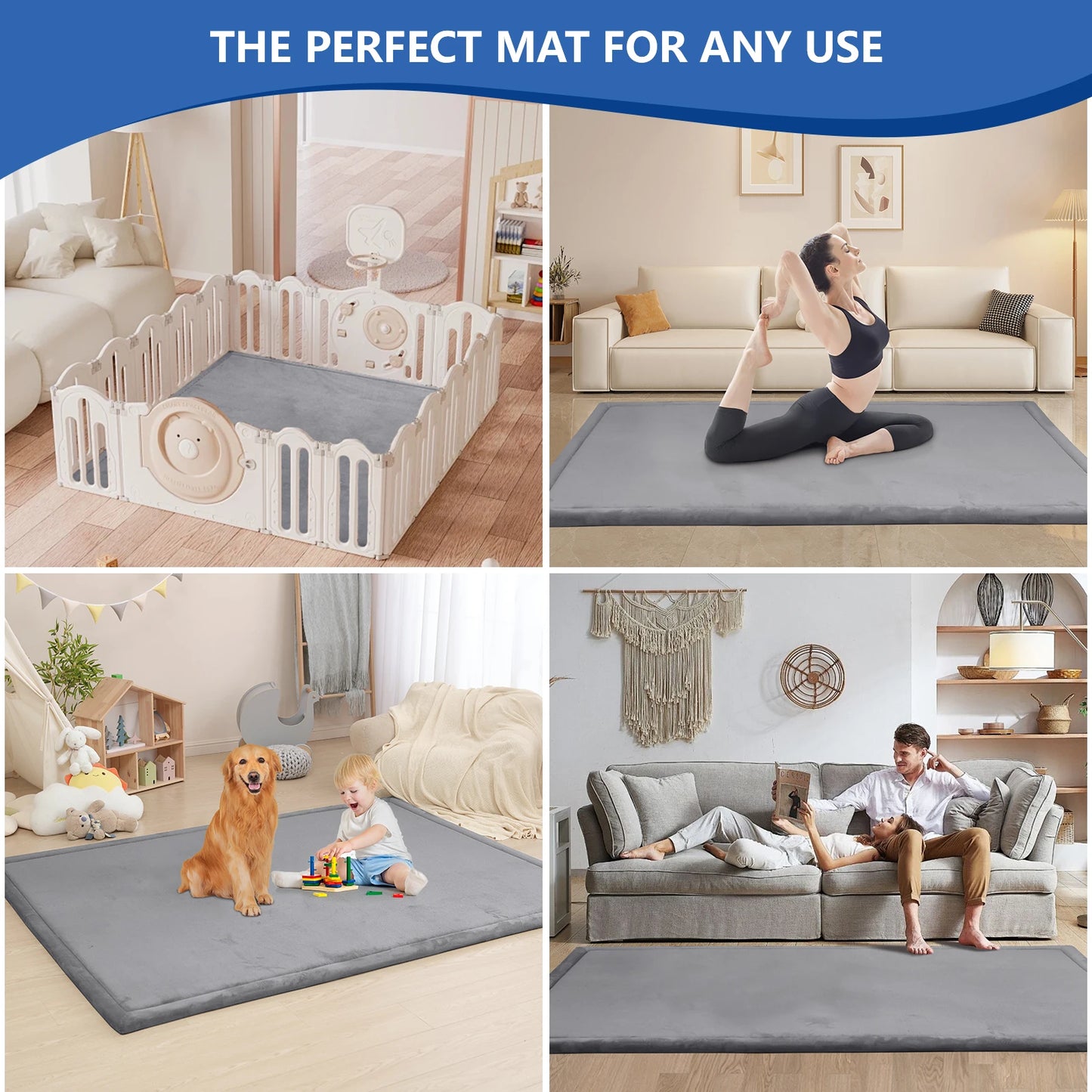 PapaMama Baby Play Mat Rug For Crawling And Playtime